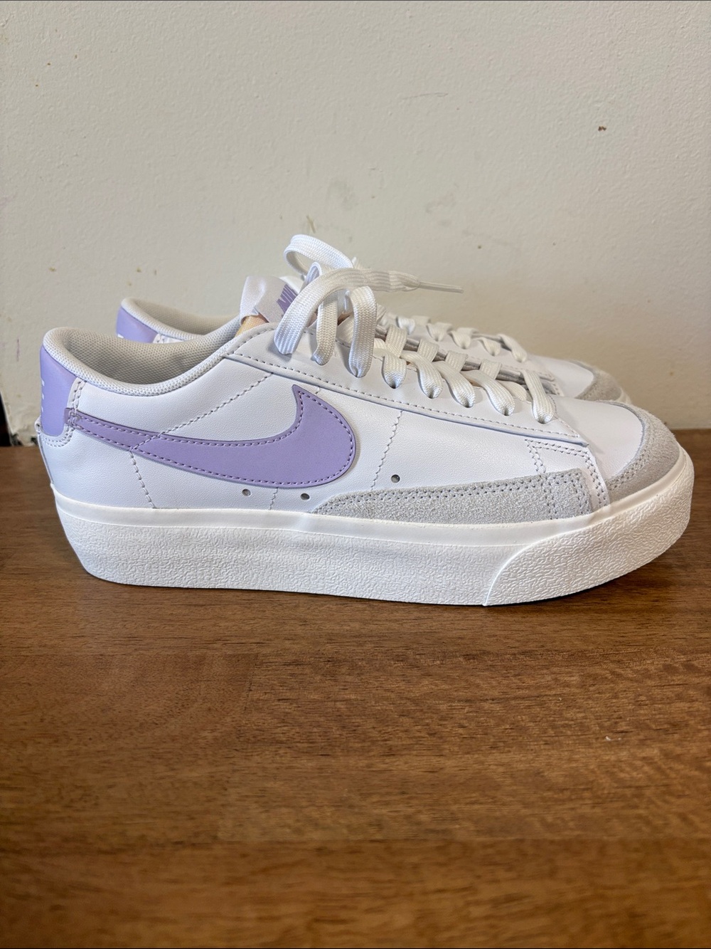Nike Blazer low platform /Lilac bloomWhite Sneakers with Lavender Size 7.5 New